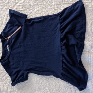 Circo Peplum Blue Top with Zipper Accent